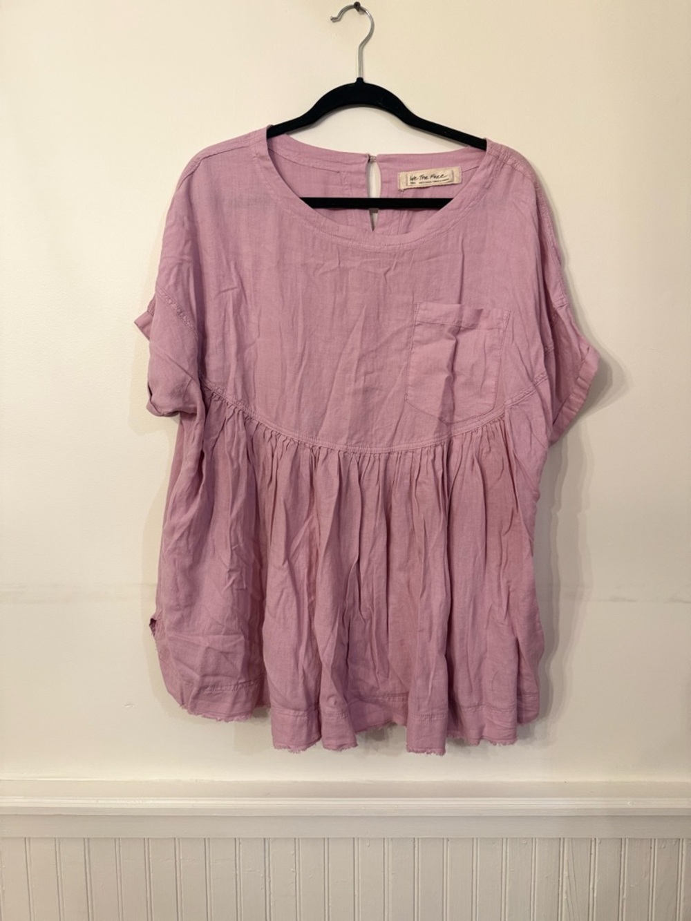 Free People Lilac Gathered Babydoll Tunic